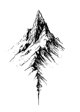 Monochrome Mountain Peak Illustration