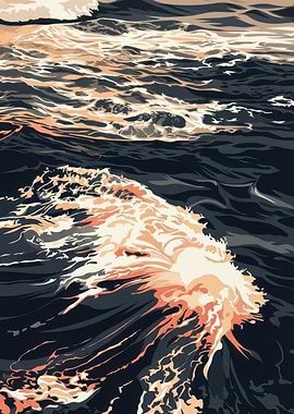 Ocean Waves at Sunset