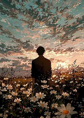 Man in Field of Daisies