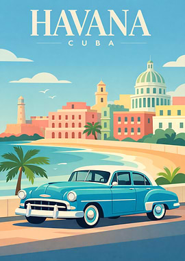 Havana Cuba Vintage Travel Poster
