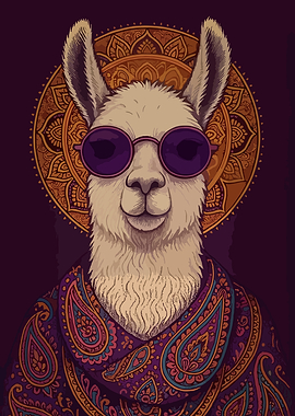 Hipster Llama Portrait