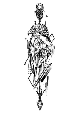Eagle and Arrow Geometric Tattoo Design