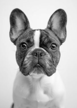 Black and White French Bulldog Portrait