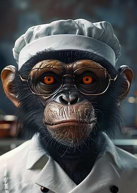 Chimpanzee Chef Portrait