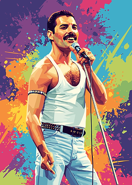 Freddie Mercury Colorful Pop Art Portrait