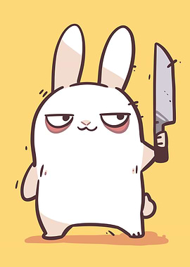 Cartoon Bunny with Knife