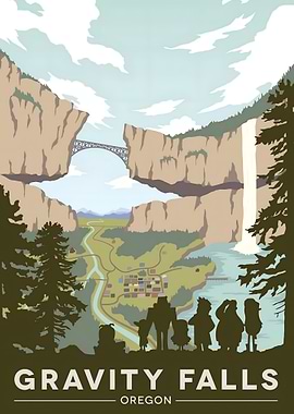 Gravity Falls Oregon Landscape Poster
