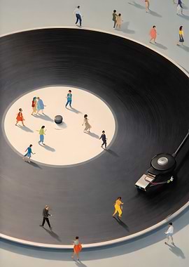 People on a Vinyl Record