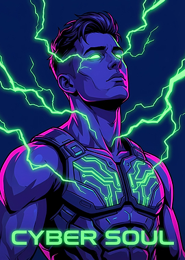Cyber Soul Portrait with Lightning