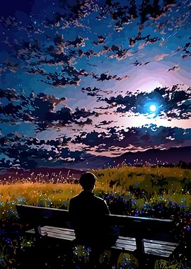 Night Sky Bench Scene