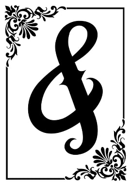 Ampersand with Floral Corner Accents