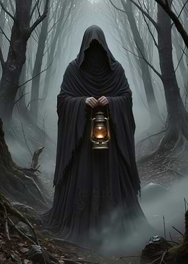 Grim Reaper in Misty Forest