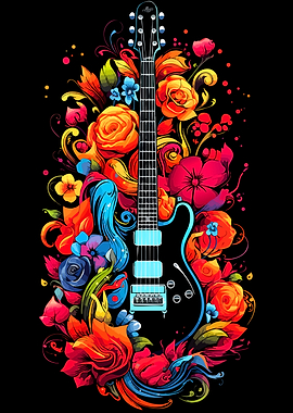 Floral Guitar Art