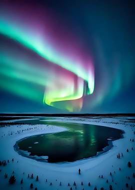 Aurora Borealis Northern Lights in Winter