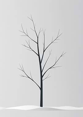 Bare Tree in Winter Landscape