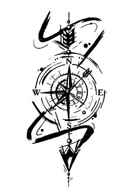 Compass with Abstract Brush Strokes