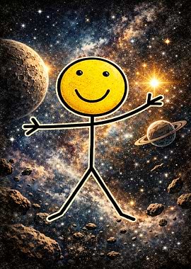 Happy Stick Figure in Space