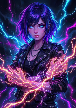 Electric Girl with Leather Jacket