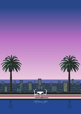 Cityscape with Poolside Dining