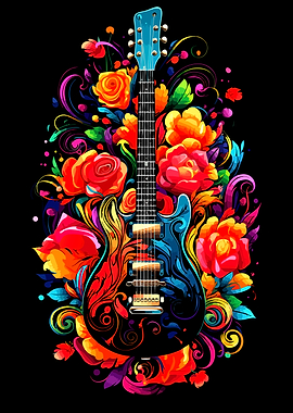 Floral Guitar Art