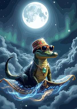 Cool Crocodile on Magic Carpet Ride