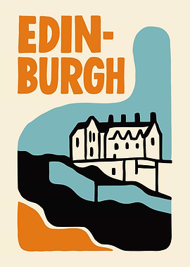 Edinburgh Cityscape Travel Poster