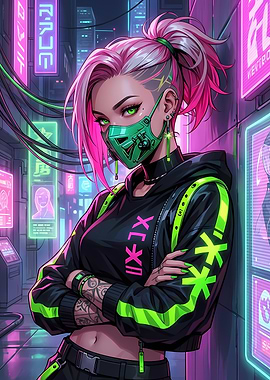 Cyberpunk Girl with Pink Hair