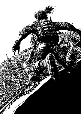 Tactical Soldier Jumping Into Action