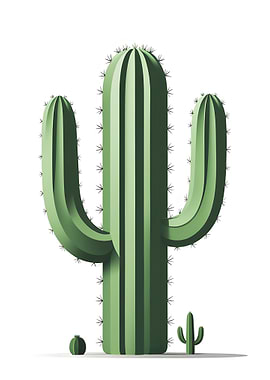Cactus Illustration on White Background