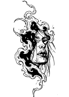 Monochrome Woman Portrait with Smoke