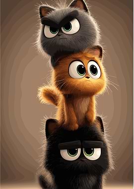 Stack of Cartoon Cats