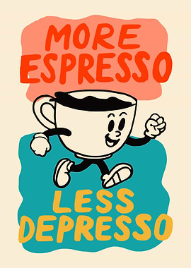 More Espresso Less Depresso Cartoon
