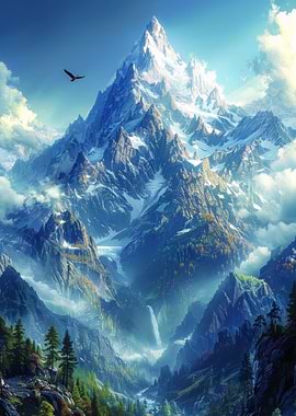 Majestic Snow-Capped Mountain Landscape