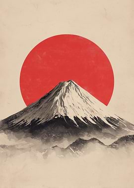 Mount Fuji and Rising Sun