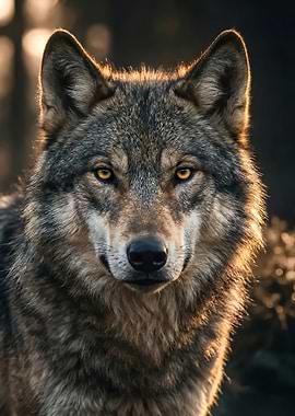 Wolf Portrait with Golden Eyes