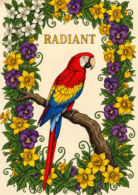 Radiant Parrot Floral Frame