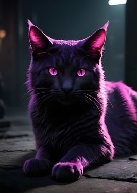 Purple Cat Portrait,domestic cat