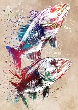 Two Fish Watercolor Painting