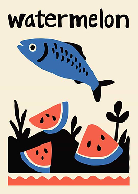 Watermelon Fish Art Print