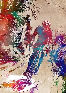 Watercolor Cyclist Art