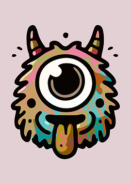 One-Eyed Monster with Tongue Out