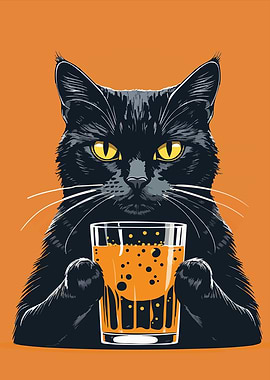 Black Cat drinking Beer