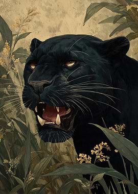 Black Panther Portrait in Jungle
