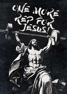 Inspirational Gym Poster – One More Rep for Jesus