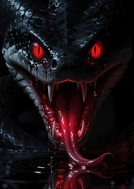 Menacing Cobra Snake with Red Eyes