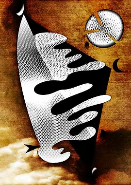 Abstract Geometric Composition with Lunar Elements