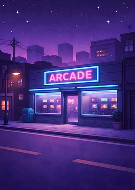 Neon Arcade at Night
