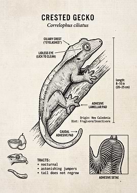 Crested Gecko Anatomy Illustration