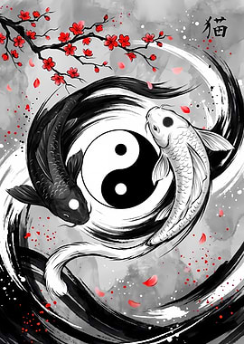 Yin Yang Koi Fish Art