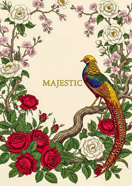 Majestic Bird and Floral Arrangement